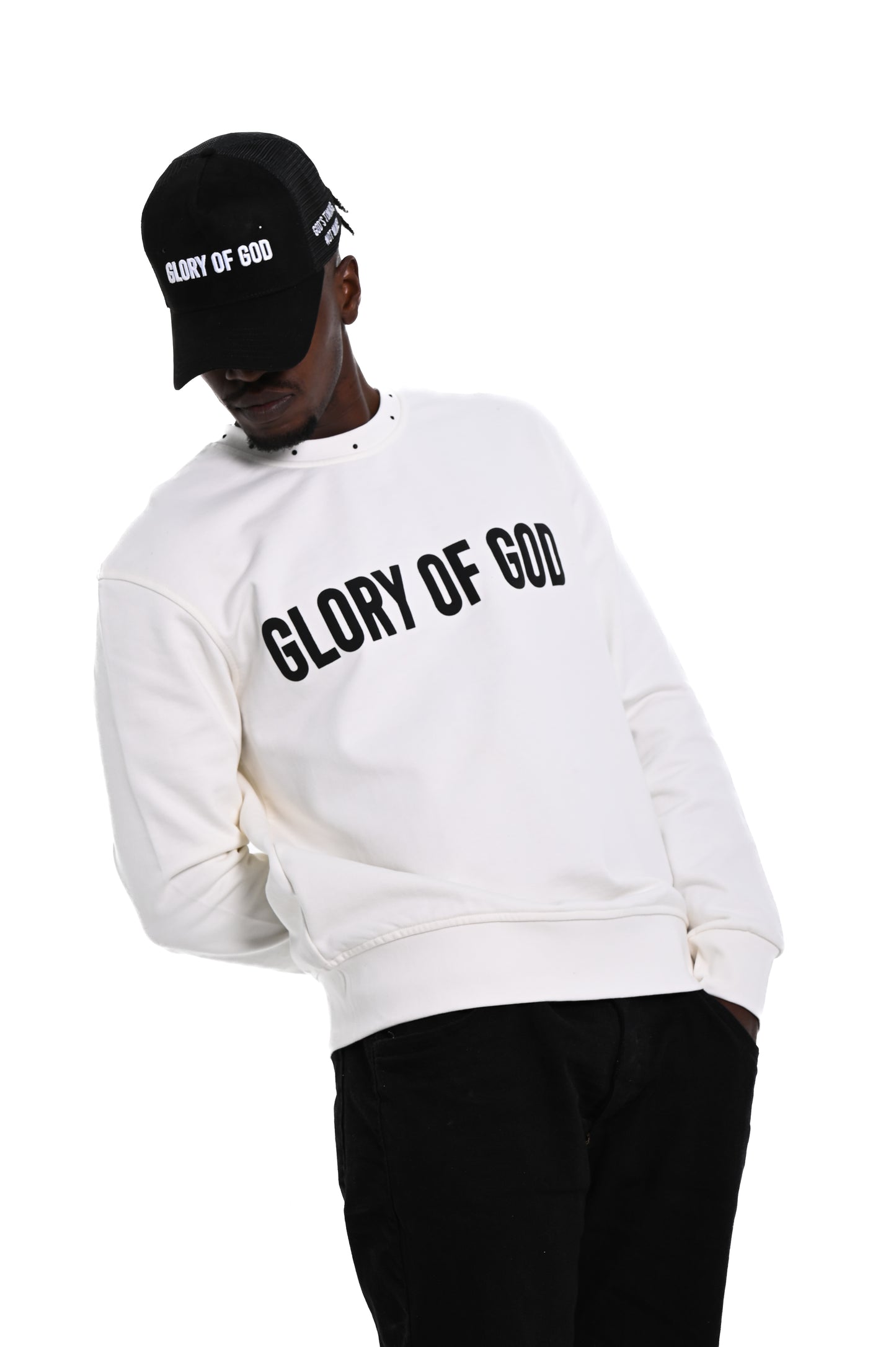 Glory of God Oversized Sweatshirt- White- Black print