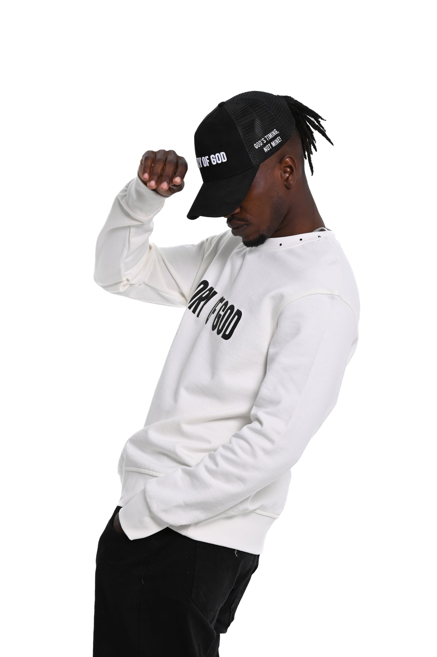 Glory of God Oversized Sweatshirt- White- Black print