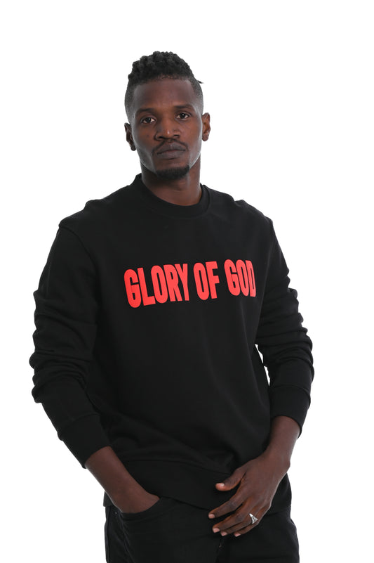 Glory of God Oversized Sweatshirt- Black- Red print