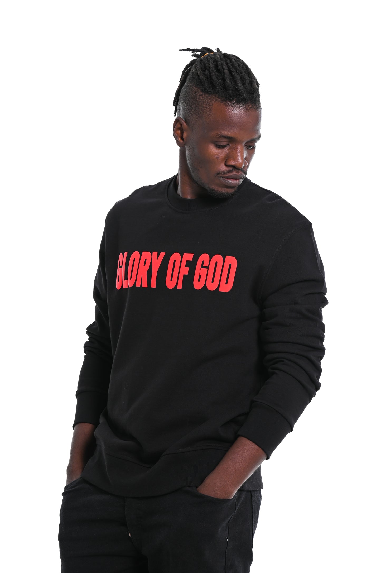 Glory of God Oversized Sweatshirt- Black- Red print