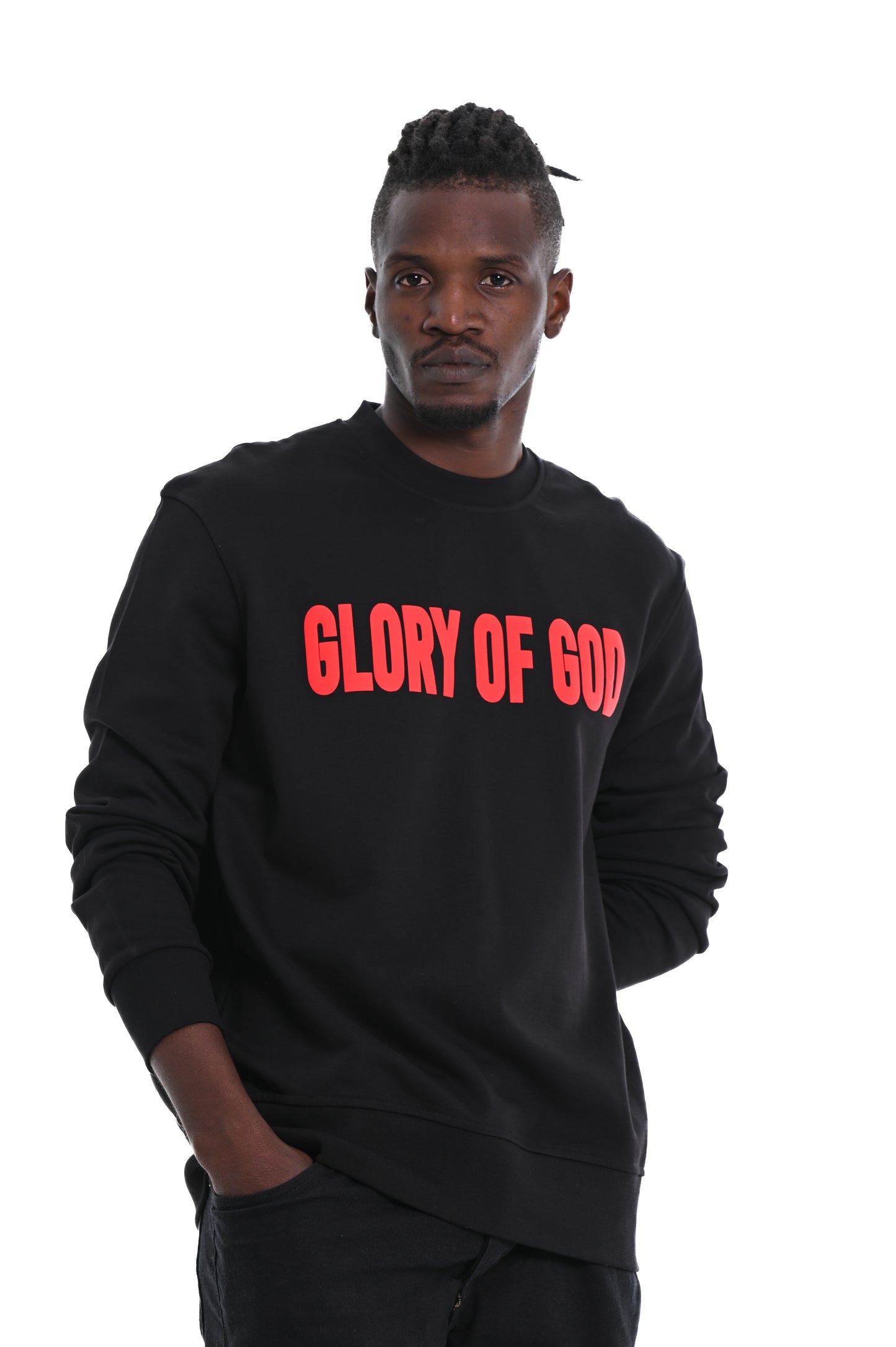 Glory of God Oversized Sweatshirt- Black- Red print