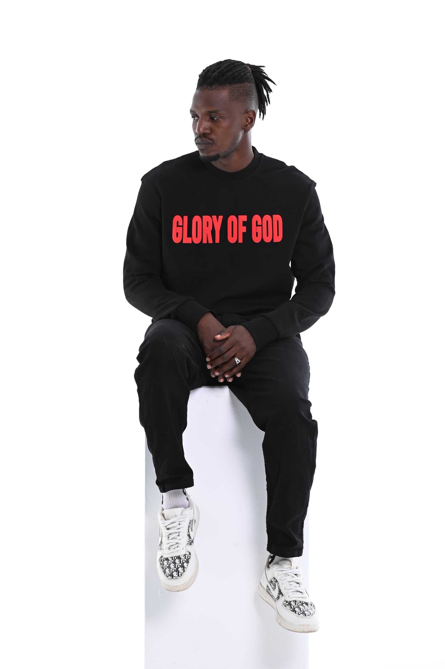 Glory of God Oversized Sweatshirt- Black- Red print