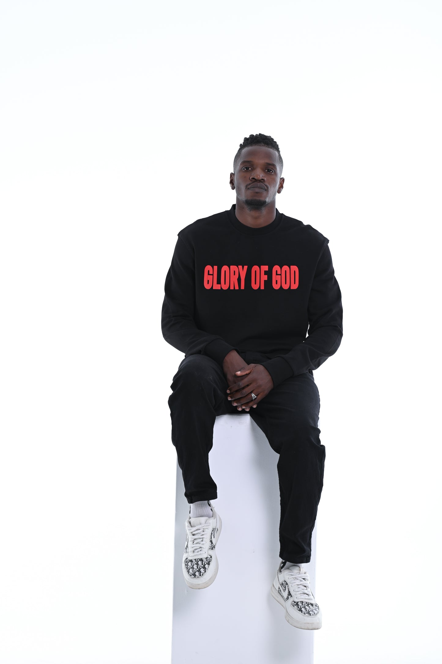 Glory of God Oversized Sweatshirt- Black- Red print