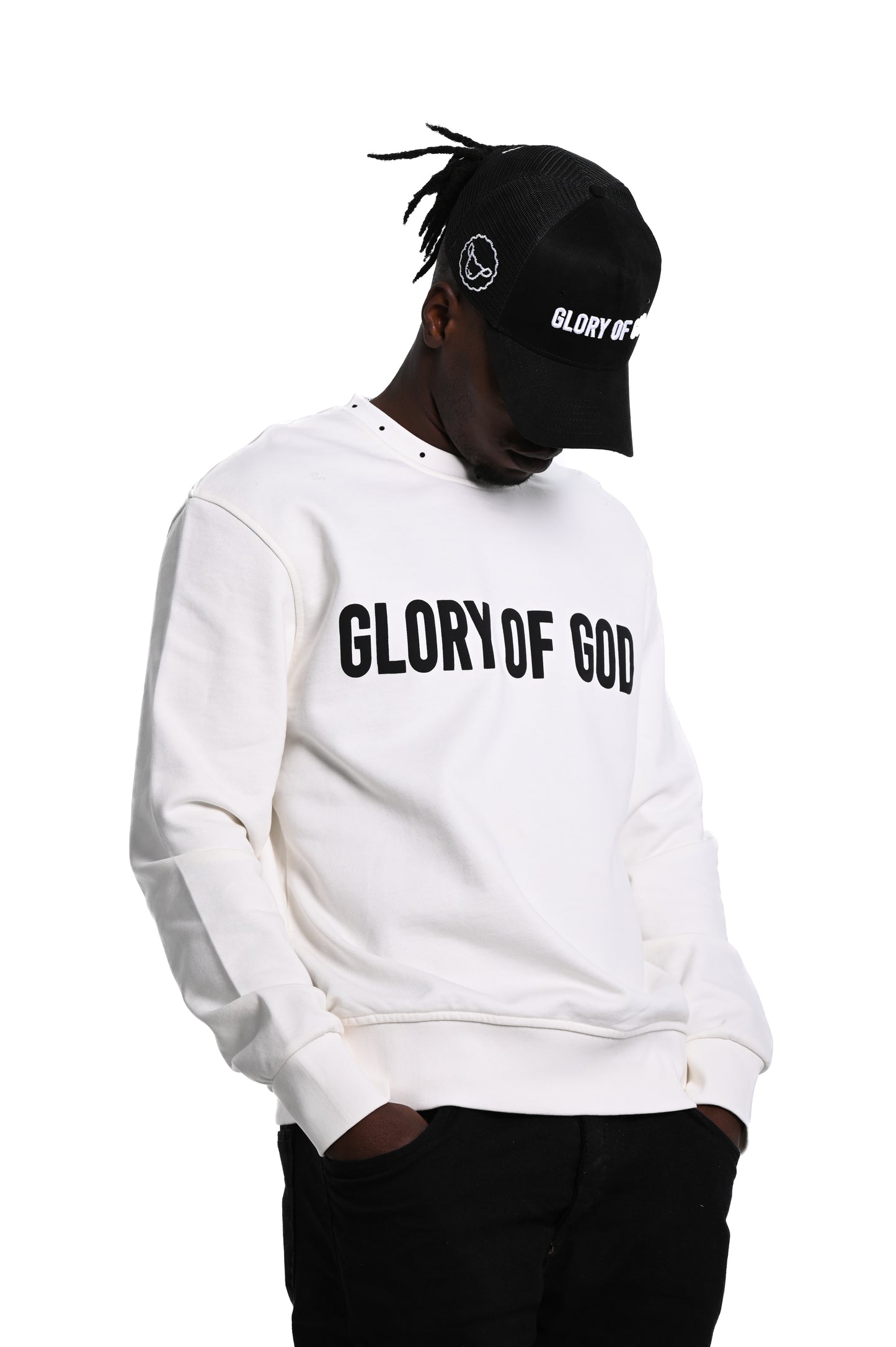 Glory of God Oversized Sweatshirt- White- Black print