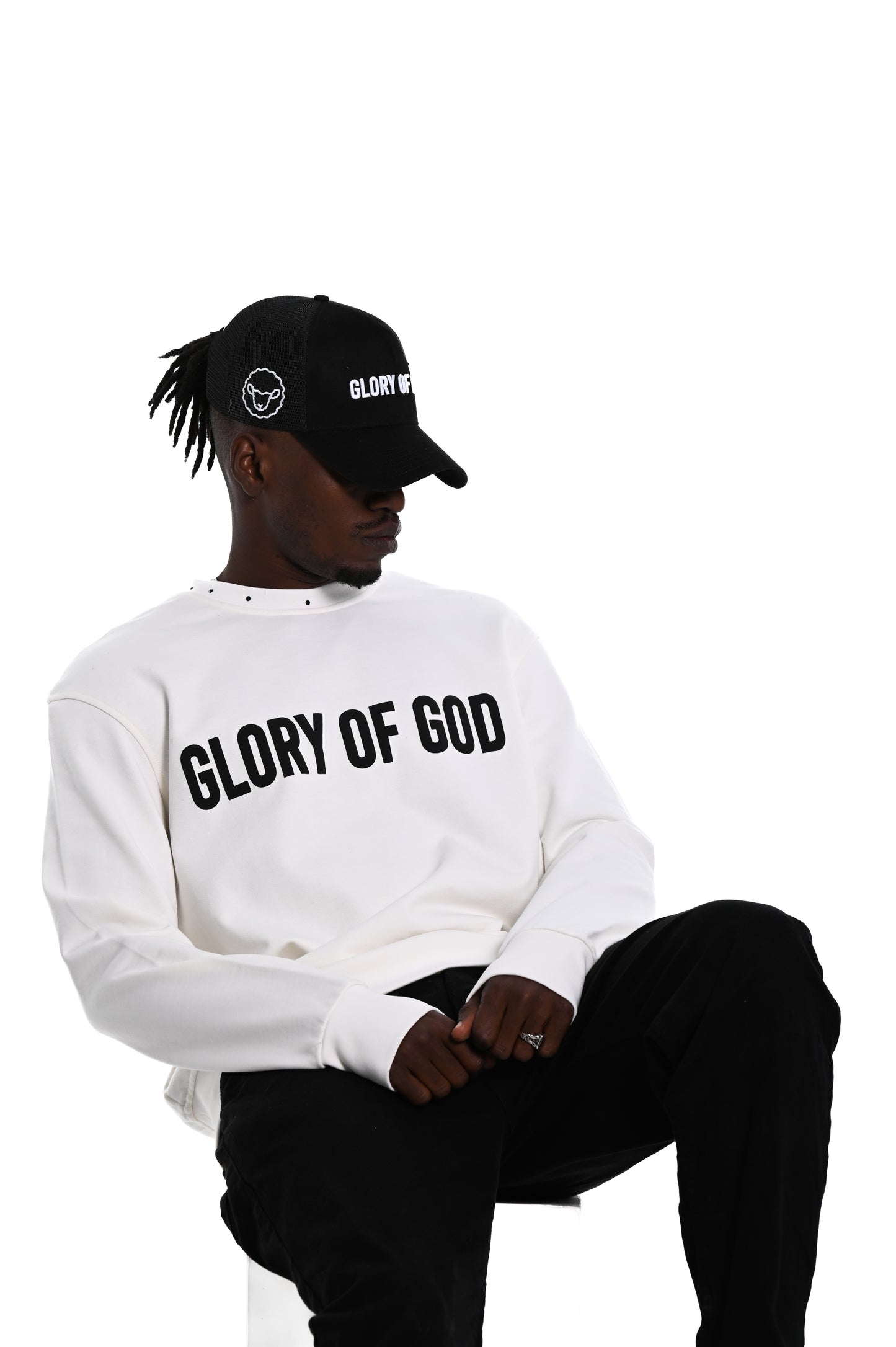 Glory of God Oversized Sweatshirt- White- Black print