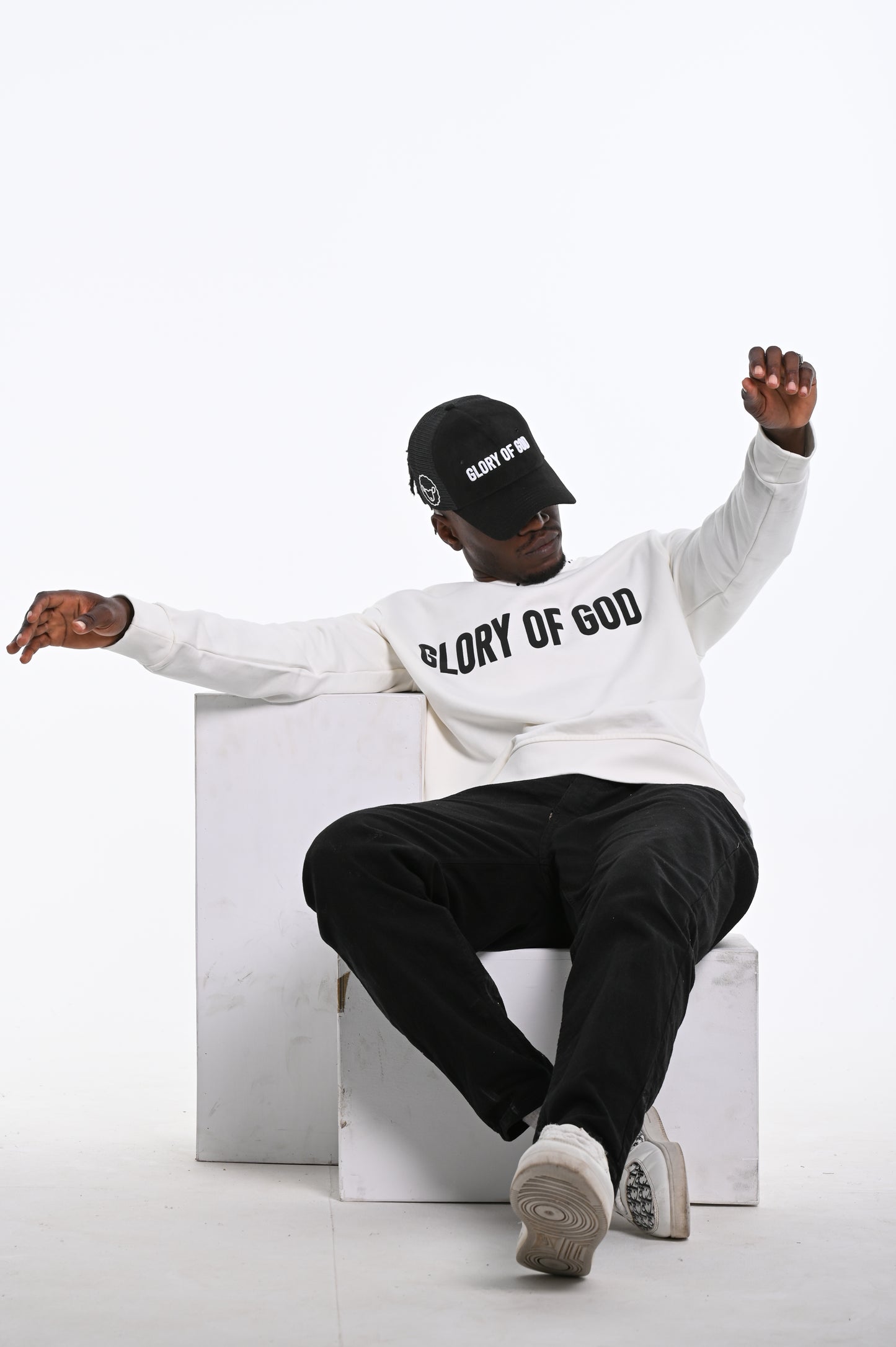 Glory of God Oversized Sweatshirt- White- Black print