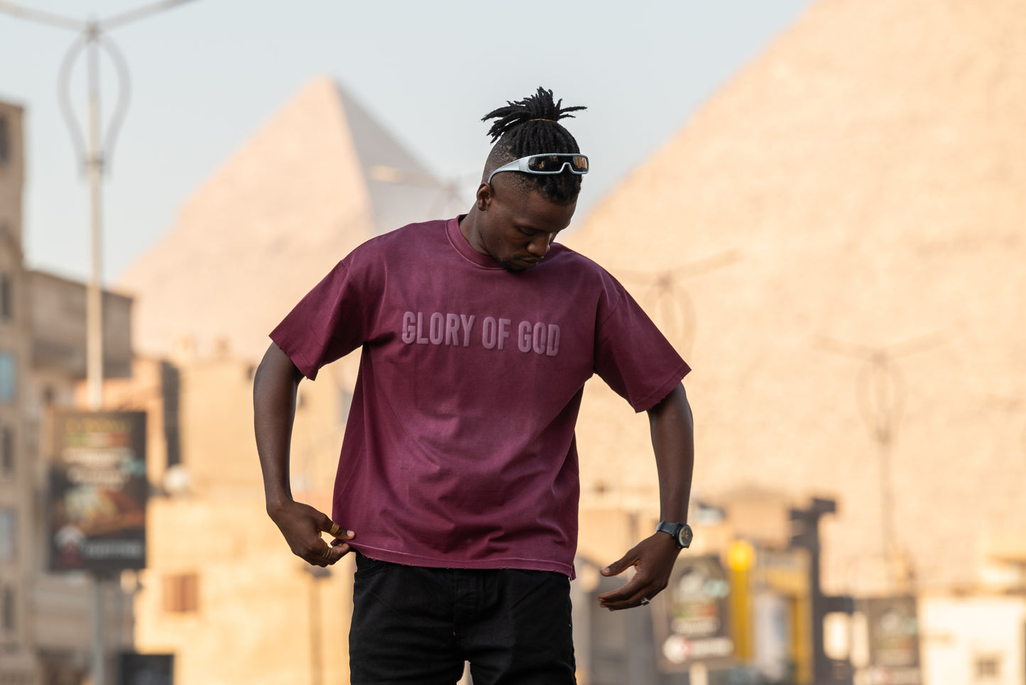 Glory of God Oversized Half Sleeve T-Shirt - Ultra-Soft Cotton in Luxurious Chestnut Red