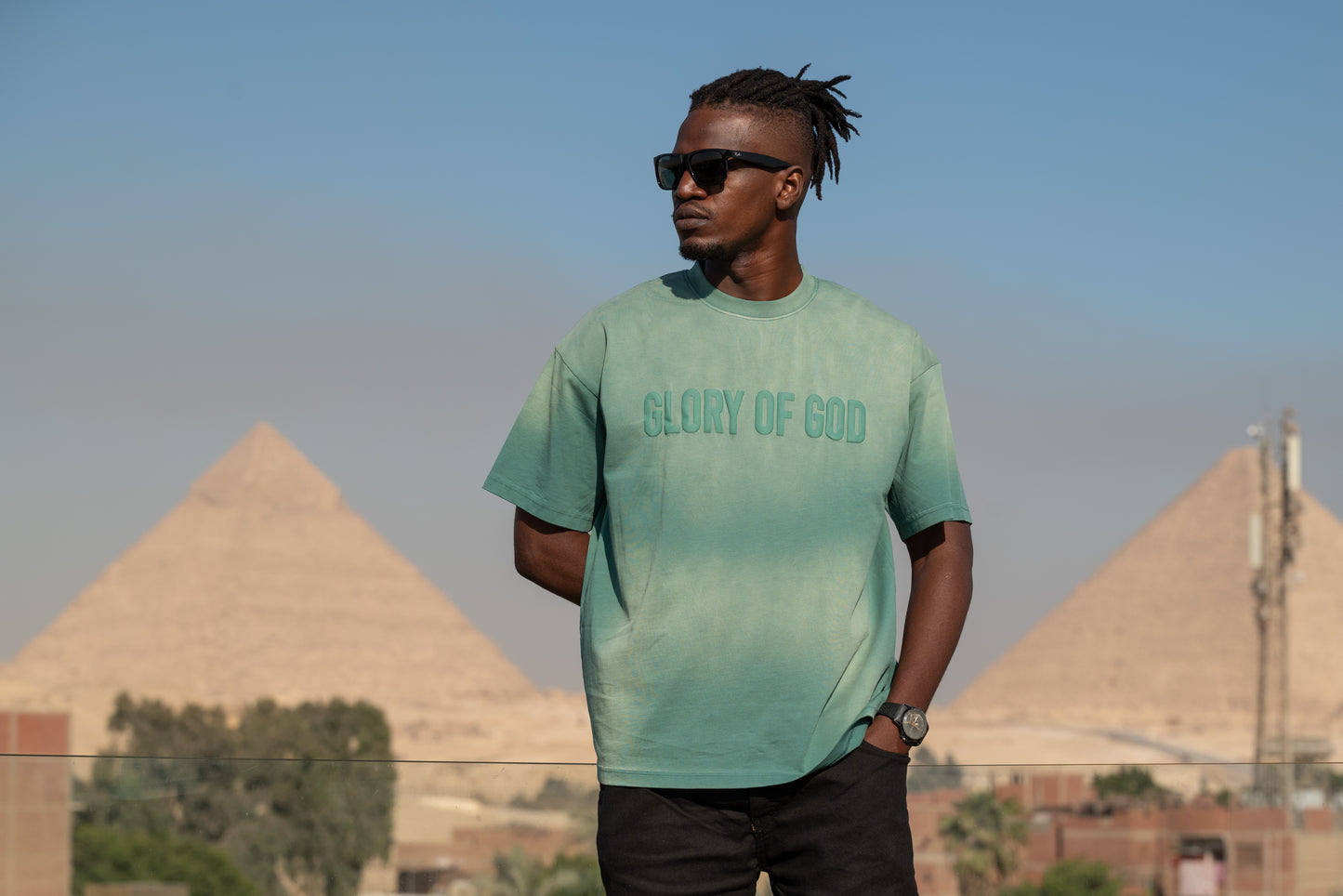 Glory of God Oversized Half Sleeve T-Shirt - Ultra-Soft Cotton in Elegant Green