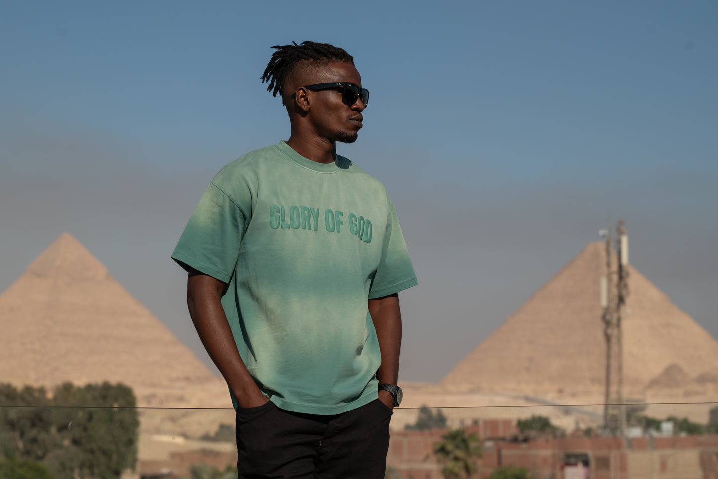 Glory of God Oversized Half Sleeve T-Shirt - Ultra-Soft Cotton in Elegant Green