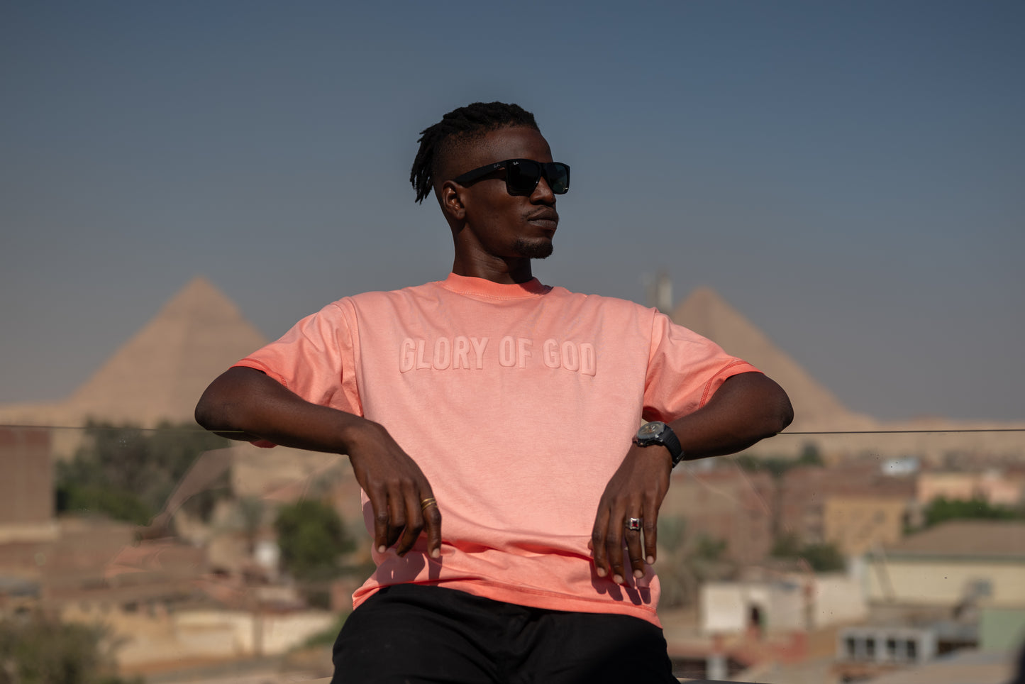 Glory of God Oversized Half Sleeve T-Shirt - Fine Cotton in Regal Orange