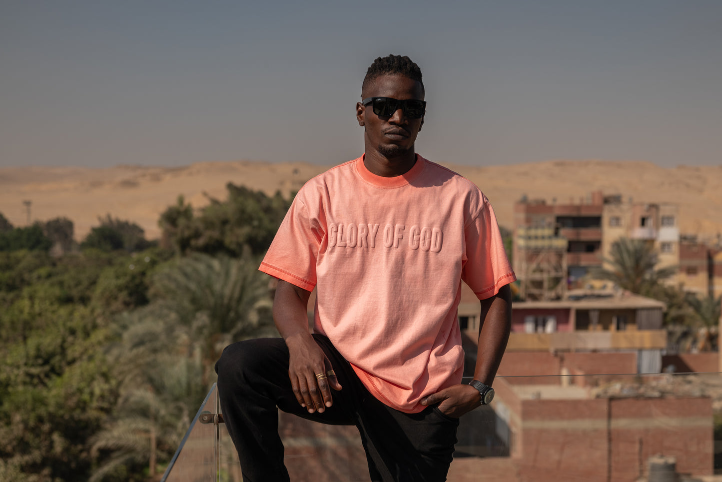 Glory of God Oversized Half Sleeve T-Shirt - Fine Cotton in Regal Orange